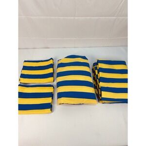 The Company Store Full Sheet Set Blue Yellow Striped Flat Fitted 2 Pillowcases